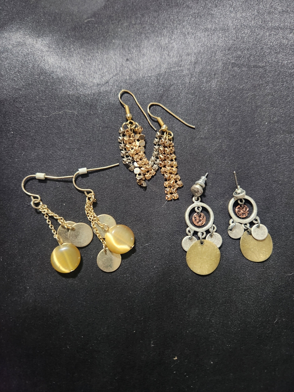 Gold-Tone Dangle Earrings Trio Set - Versatile Women’s Jewelry